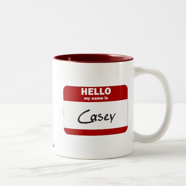 Hallo ist mein Name Casey (rot) Zweifarbige Tasse (Rechts)