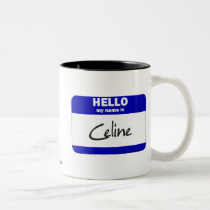 Hallo ist mein Name Celine (blau) Zweifarbige Tasse