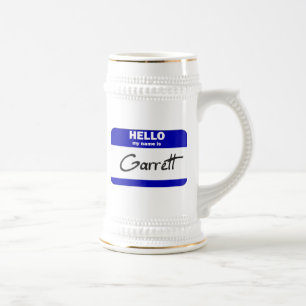 Hallo ist mein Name Garrett (blau) Bierglas