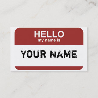 Hallo ist mein Name, Ihr Name Visitenkarte