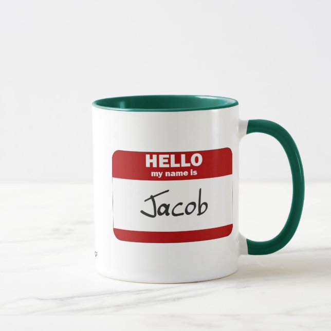 Hallo ist mein Name Jakob (rot) Tasse (Rechts)