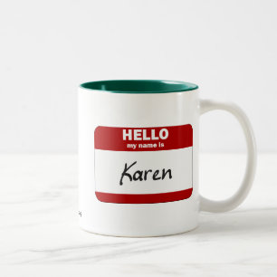 Hallo ist mein Name Karen (rot) Zweifarbige Tasse