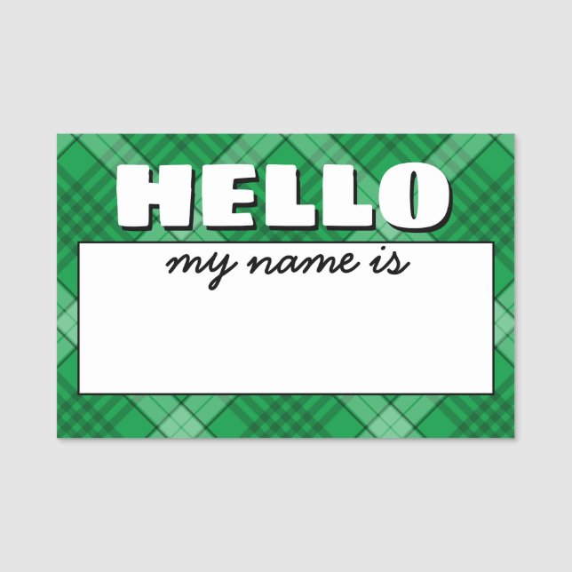 "Hallo ist mein Name…" Kariert Namensschild (Vorderseite)