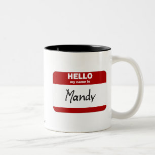 Hallo ist mein Name Mandy (rot) Zweifarbige Tasse