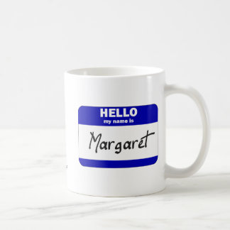Hallo ist mein Name Margaret (blau) Kaffeetasse