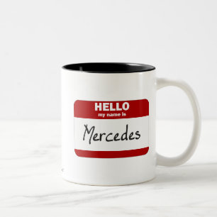 Hallo ist mein Name Mercedes (rot) Zweifarbige Tasse