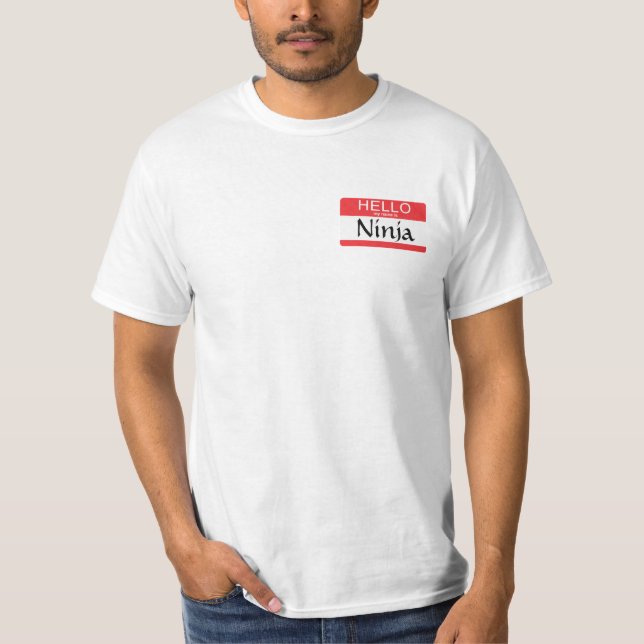 Hallo ist mein Name Ninja Namensschild T-Shirt (Vorderseite)