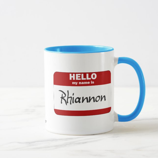 Hallo ist mein Name Rhiannon (rot) Tasse (Rechts)