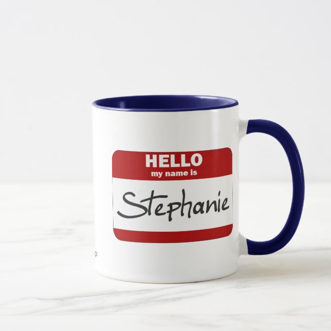 Hallo ist mein Name Stephanie (rot) Tasse (Rechts)