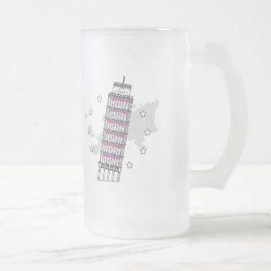 Hallo Italien Frosted Glass Bierkrug Mattglas Bierglas
