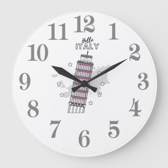 Hallo Italien Große Wanduhr (Vorderseite)