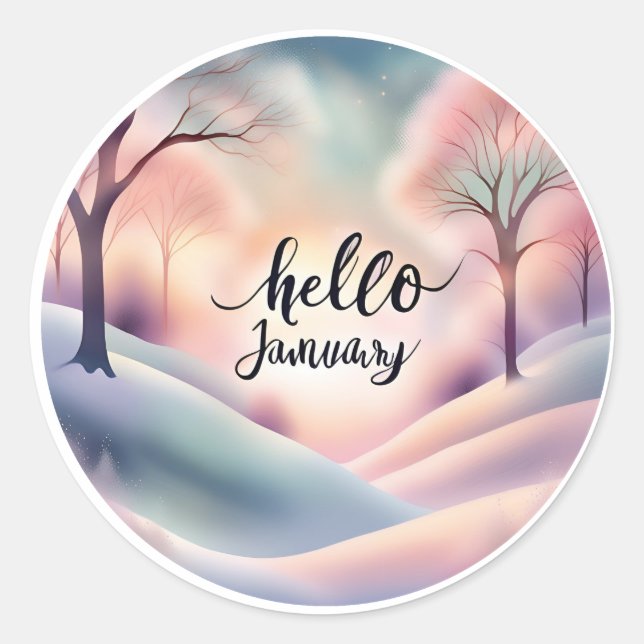 Hallo Januar Runder Aufkleber (Vorderseite)
