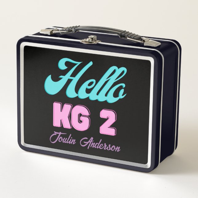 Hallo KG2, zurück zur Schule Metall Brotdose (Vorderseite)