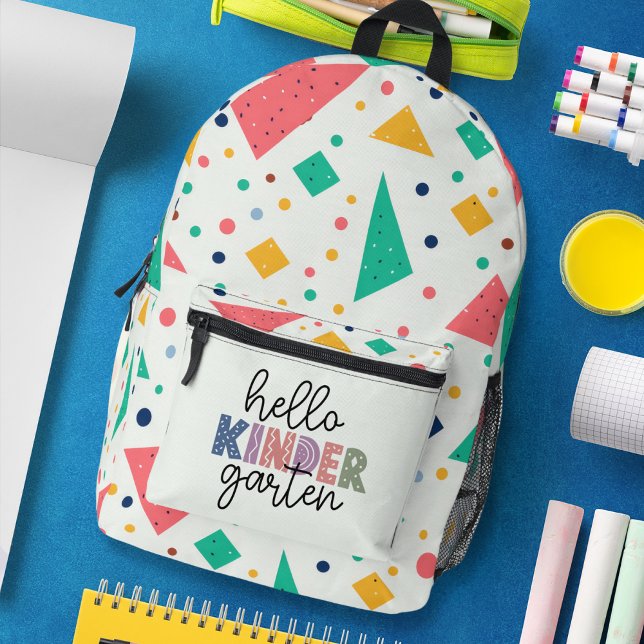 Hallo Kinder Garten farbenfroh geometrisch Bedruckter Rucksack (Hello Kinder Garten colorful geometric Printed Backpack)