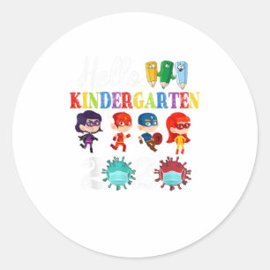 Hallo Kindergarten 2020 Zurück zur Schule Runder Aufkleber