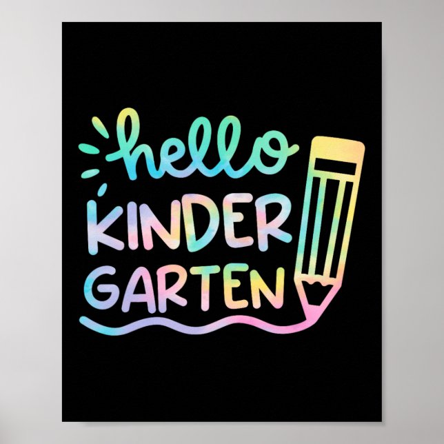 Hallo Kindergarten Gefärbte Krawatte Lehrer Kinder Poster (Vorne)
