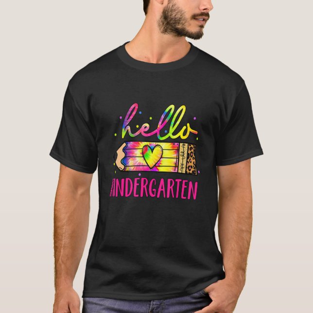 Hallo Kindergarten Gefärbte Krawatte Leopard Bleis T-Shirt (Vorderseite)