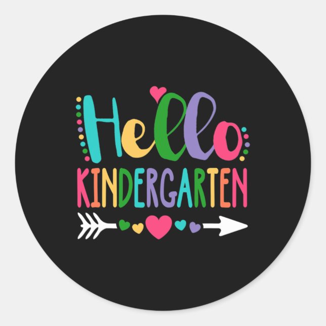 Hallo Kindergarten Herzlehrer Student Zurück zu S Runder Aufkleber (Vorderseite)