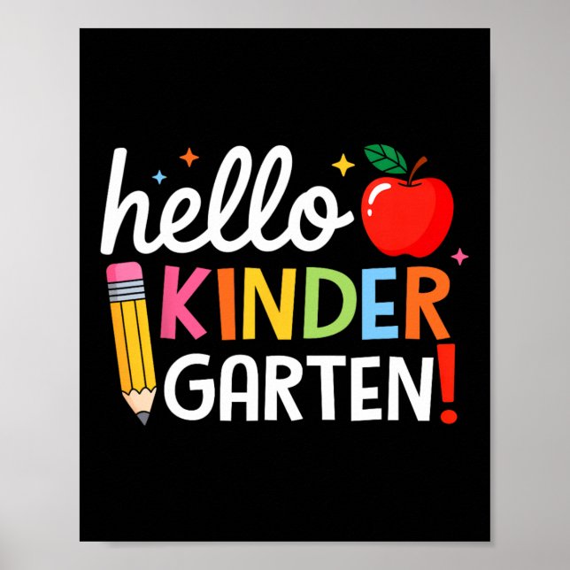Hallo Kindergarten Lehrer Kinder zurück zur Schule Poster (Vorne)