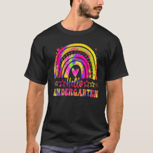 Hallo Kindergarten Lehrer Regenbogen Gefärbte Kraw T-Shirt