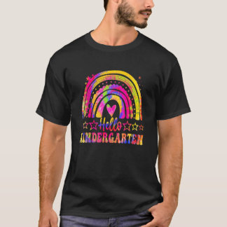 Hallo Kindergarten Lehrer Regenbogen Gefärbte Kraw T-Shirt