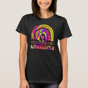 Hallo Kindergarten Lehrer Regenbogen Gefärbte Kraw T-Shirt