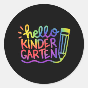 Hallo Kindergarten Lehrerin Gefärbte Krawatte Will Runder Aufkleber