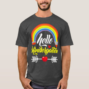Hallo Kindergarten Lehrerin Rainbow Back To T-Shirt