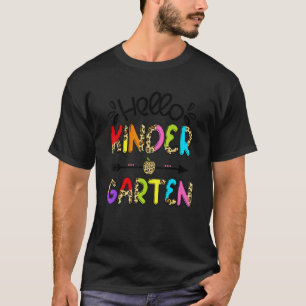 Hallo Kindergarten Leopard Apfel Druck Lehrer Stud T-Shirt