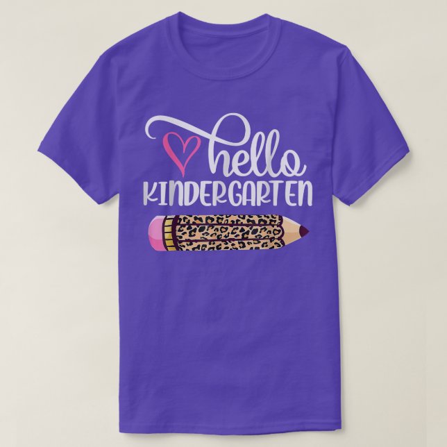 Hallo Kindergarten Leopard Bleistift zurück in die T-Shirt (Design vorne)