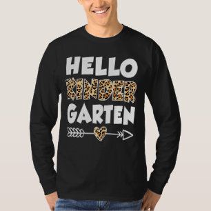 Hallo Kindergarten Leopard Print Kindergarten Teac T-Shirt