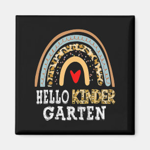 Hallo Kindergarten Leopard Rainbow Zurück zur Schu Magnet