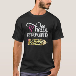 Hallo Kindergarten Leopard Zurück zur Schule Lehre T-Shirt