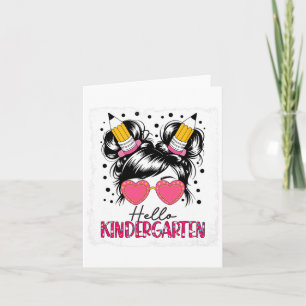 Hallo Kindergarten Messy Bun Girls zurück zur Schu Karte