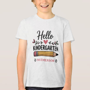 Hallo Kindergarten Personalisiert zurück zur Schul Tri-Blend Shirt