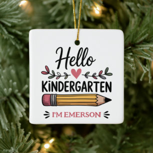 Hallo Kindergarten Personalisierter Rückkehr zur S Keramikornament