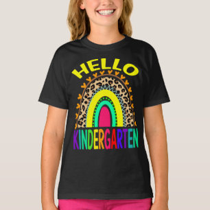 Hallo Kindergarten Rainbow Leopard Zurück zur Schu T-Shirt