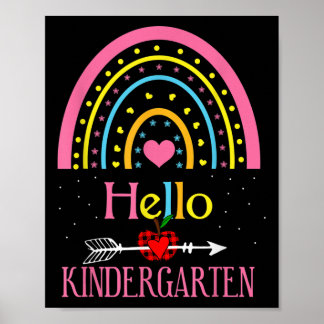 Hallo Kindergarten Regenbogen Erster Tag Zurück in Poster