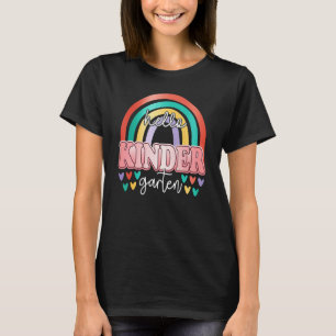 Hallo Kindergarten Retro Regenbogen Lehrer Mädchen T-Shirt