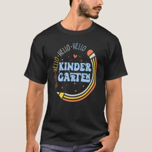 Hallo Kindergarten Retro Stift zurück zur Schule T-Shirt
