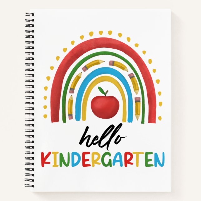 Hallo Kindergarten Schule Regenbogen zurück zur Sc Notizbuch (Vorderseite)