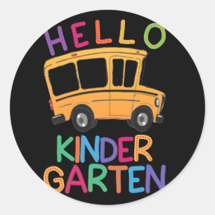 Hallo Kindergarten-Shirt-Druckvorlage Schulbus Runder Aufkleber