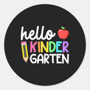 Hallo Kindergarten Team Kinder zurück zum Schulleh Runder Aufkleber