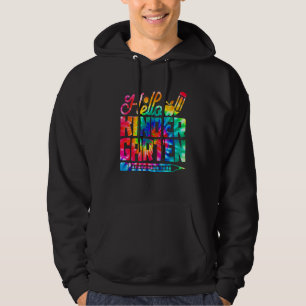 Hallo Kindergarten Tie Dye Zurück zur Schule Erste Hoodie
