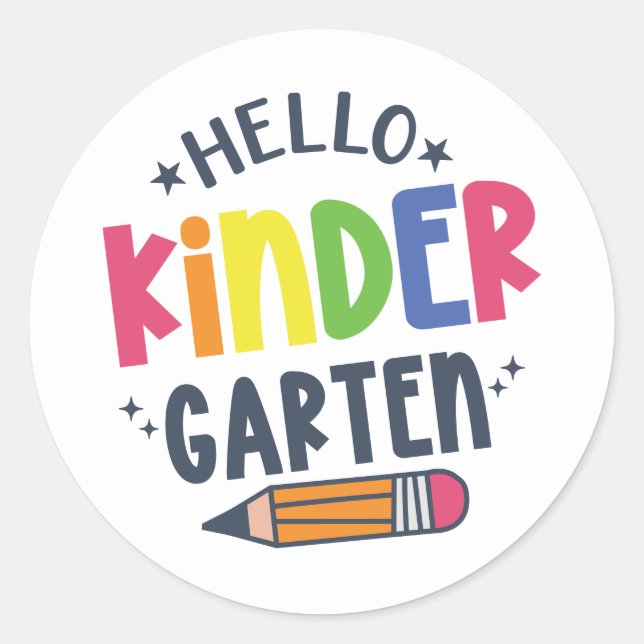 Hallo Kindergarten zurück in die Schule Runder Aufkleber (Vorderseite)