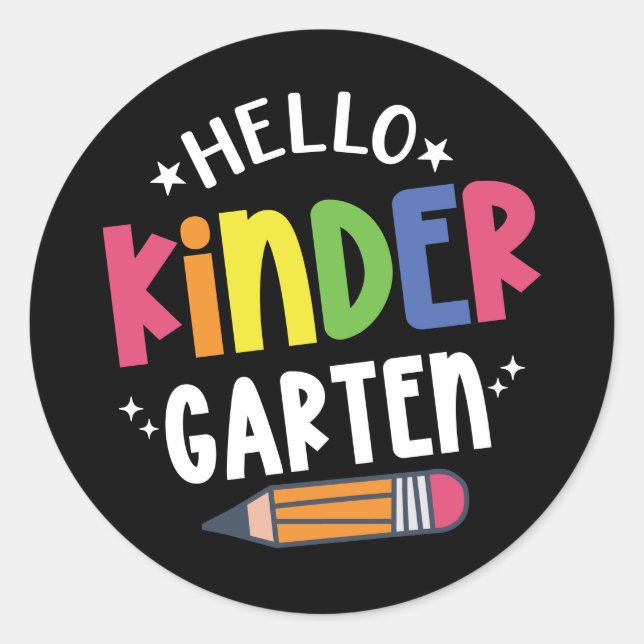 Hallo Kindergarten zurück in die Schule Runder Aufkleber (Vorderseite)