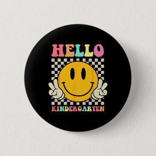 Hallo Kindergarten Zurück zur Schule Groovy Lehrer Button