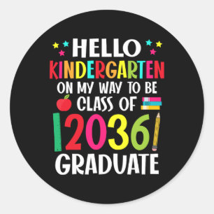 Hallo Kindergarten zurück zur Schulklasse 2036 Gr Runder Aufkleber