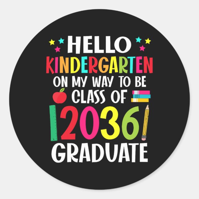 Hallo Kindergarten zurück zur Schulklasse 2036 Gr Runder Aufkleber (Vorderseite)