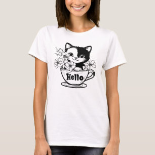 Hallo, Kittens Cup Blume T-Shirt